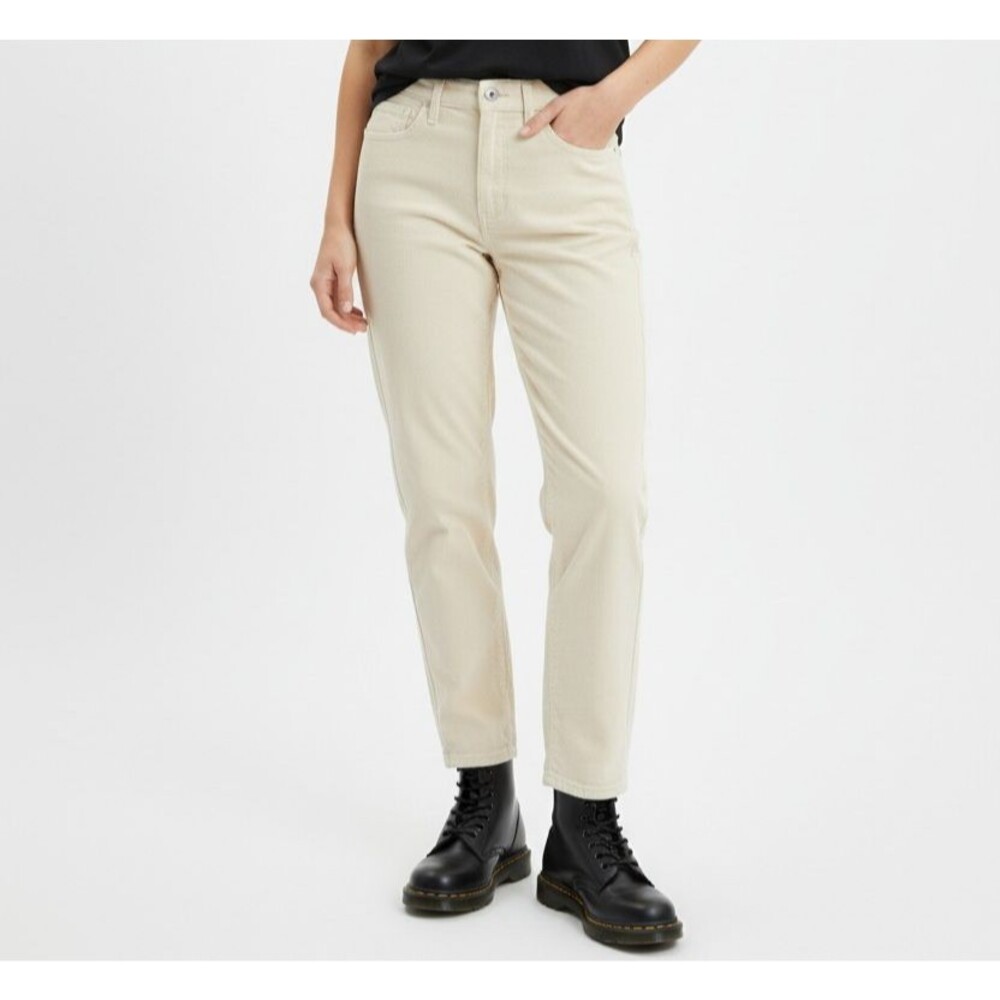 Levi's High Waisted Mom Jean Corduroy Pants 27 Women Cream Ivory Tapered Leg